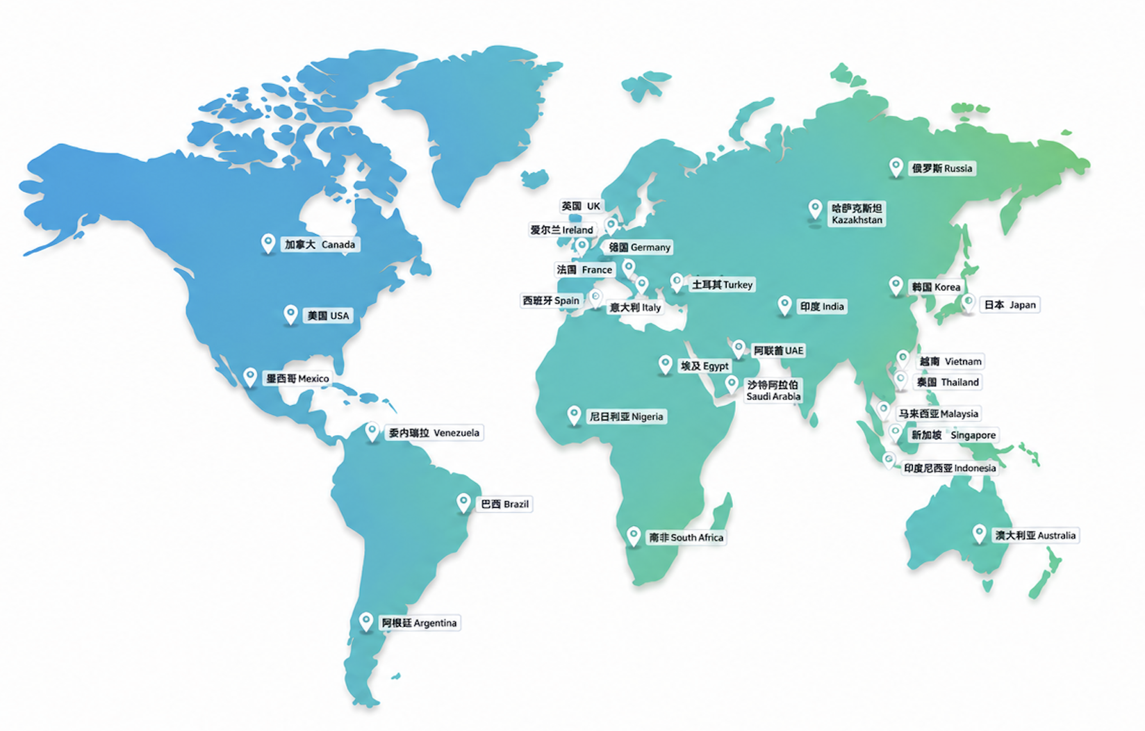 Global reach map